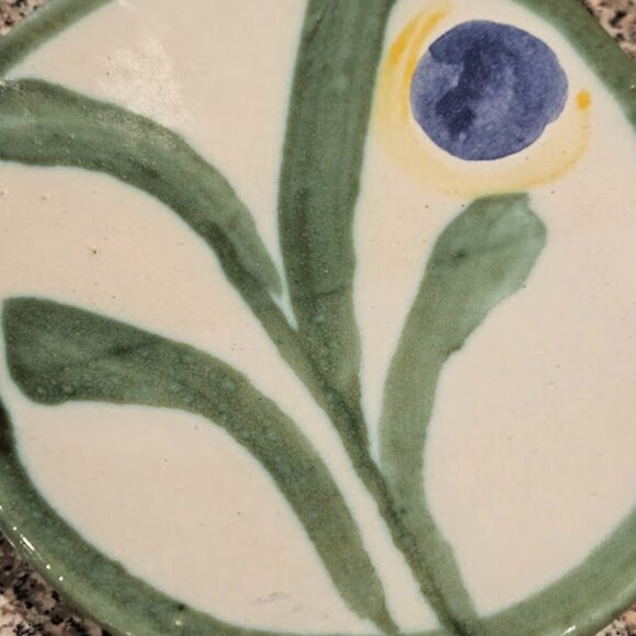 Vintage Handmade Artist Signed Floral Ceramic 1998 Pedestal Decorative Bowl - Picture 2 of 7